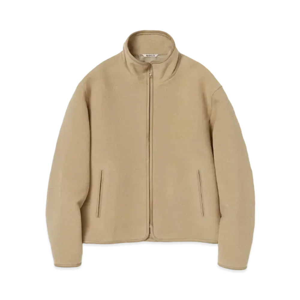 AURALEE Double Cloth Heavy Wool Pile Zip Blouson "Beige"
