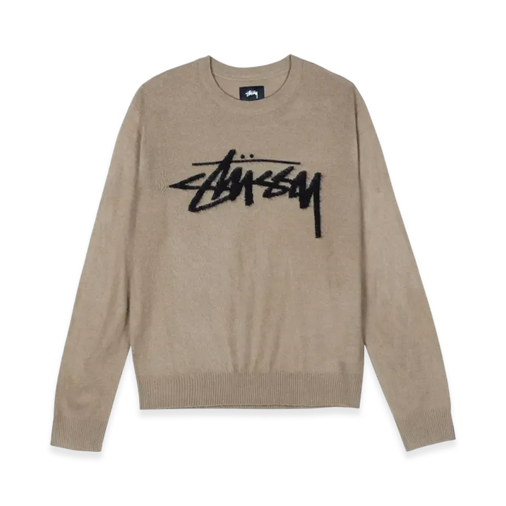 Stussy Brushed Out Logo Sweater "Taupe"