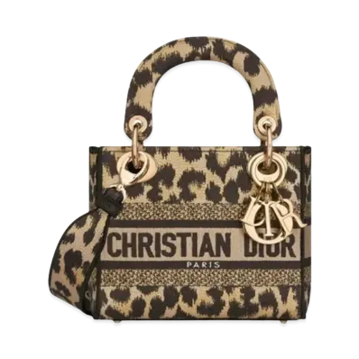 Dior Mini Lady D-Lite Bag Mizza Embroidery "Leopard"