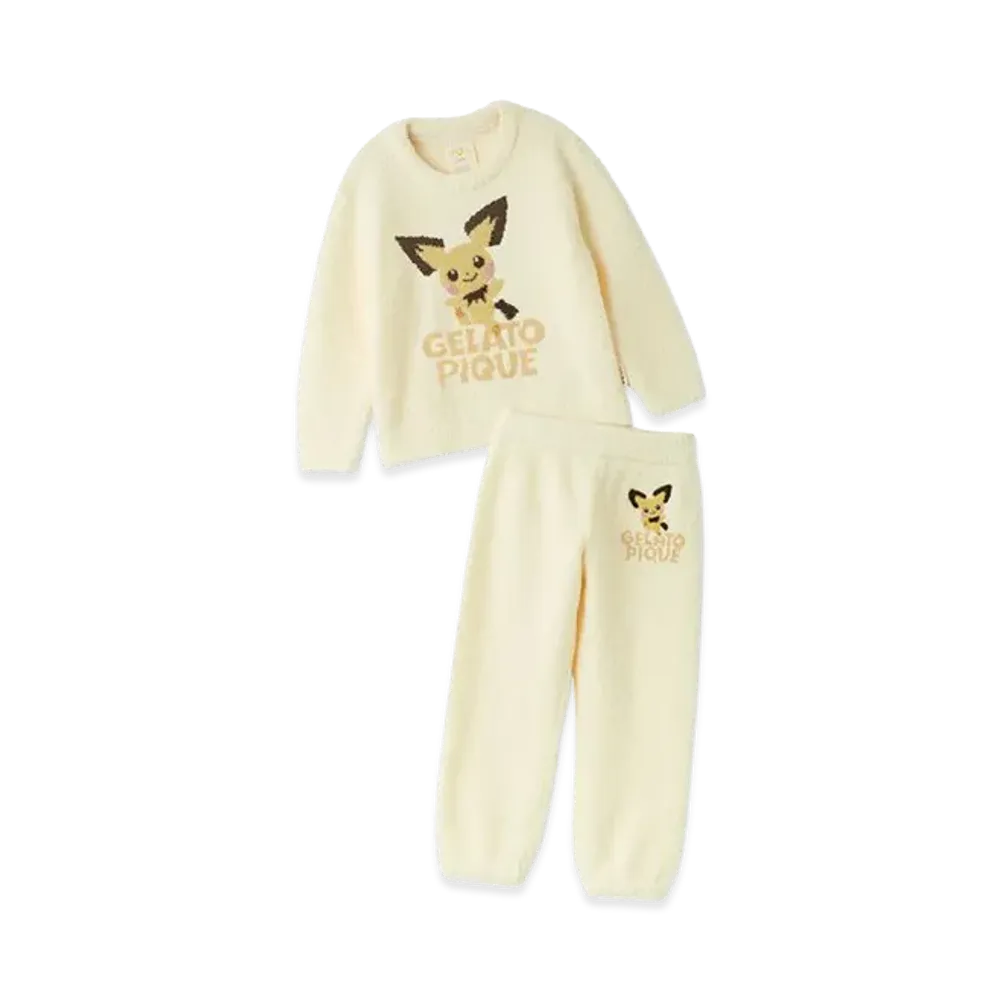 GELATO PIQUE x Pokemon Kids Baby Moco Jacquard Pullover & Long Pants Set "Cream"