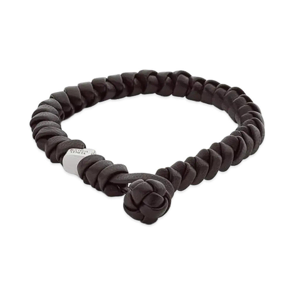 Bottega Veneta Knot Leather Bracelet "Fondente"