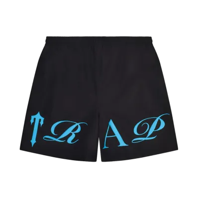 TRAPSTAR Script Shell Shorts "Black/Blue"