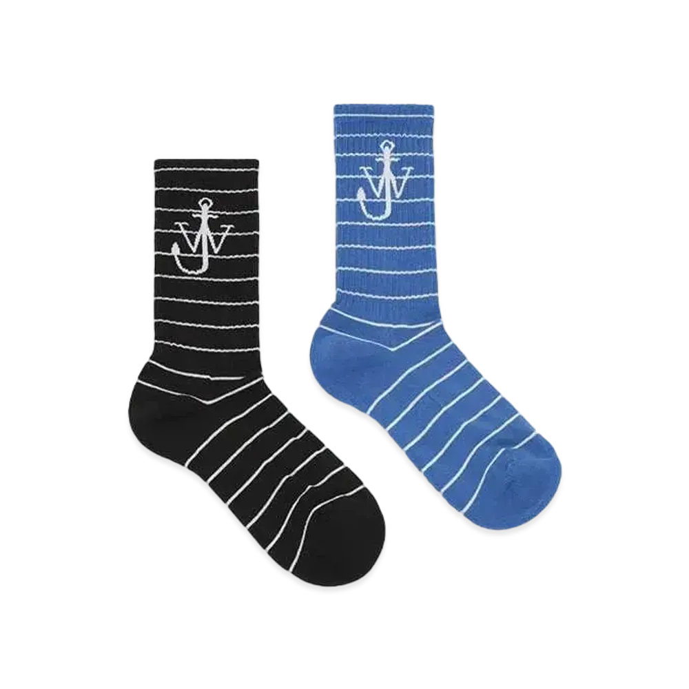 JW ANDERSON Striped Socks "Black/Blue"