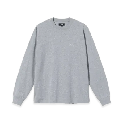 Stussy Overdyed Stock Logo LS Tee "Grey Heather"