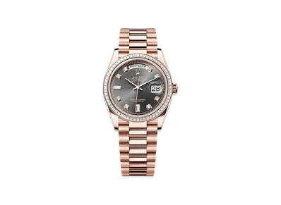 ROLEX Day-Date 36mm Everose Gold Diamond 128395TBR "Slate"