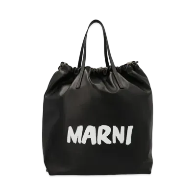 Marni Black and Beige Gusset Backpack Bag in Smooth Leather "Black/Beige"