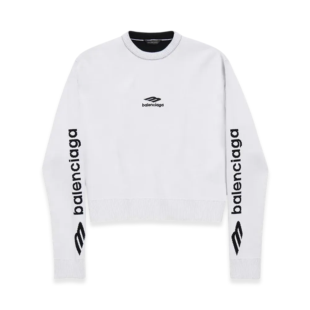 BALENCIAGA 3B Sports Icon Cropped Crewneck "White/Black"