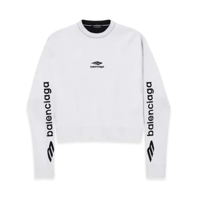 BALENCIAGA 3B Sports Icon Cropped Crewneck "White/Black"
