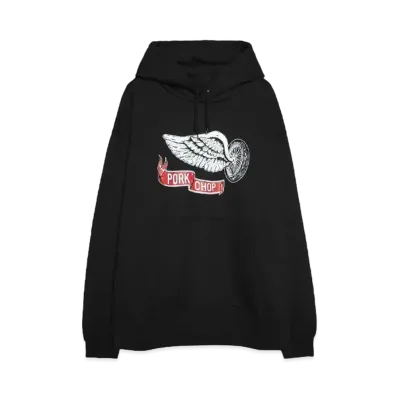 PORKCHOP x MASSES SWEAT HOODED FLYING WEEL P "BLACK"