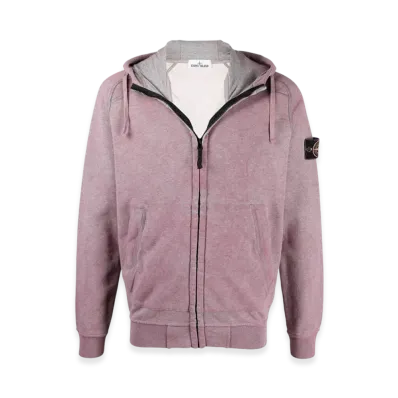 Stone Island 62190 Dust Colour Treatment Full Zip Hooded Sweatshirt - 21SS "Rose Quartz Mellange"