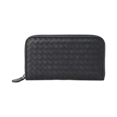 Bottega Veneta Intrecciato Zip Around Wallet "Black"