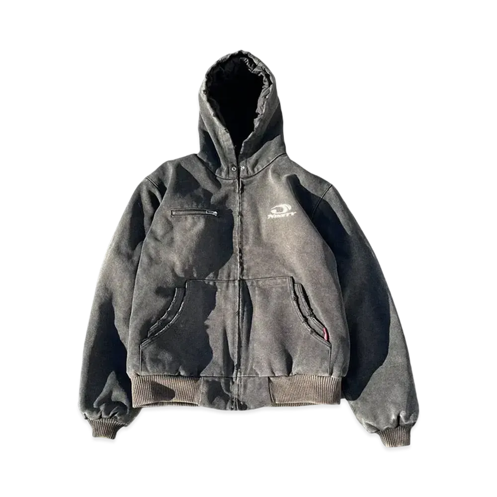 9090 Heisei Logo Vintage Like Duck Hoodie "Charcoal Black"