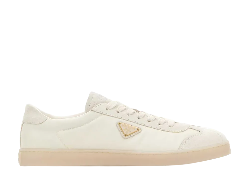 PRADA Re-Nylon And Suede Sneakers "White"
