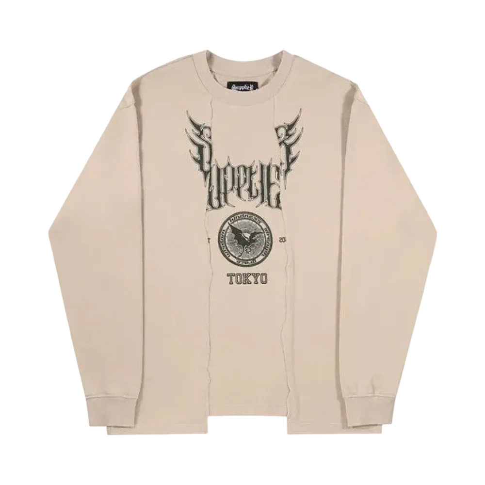 SUPPLIER Metal College Logo Cutting Long Sleeve "Beige"