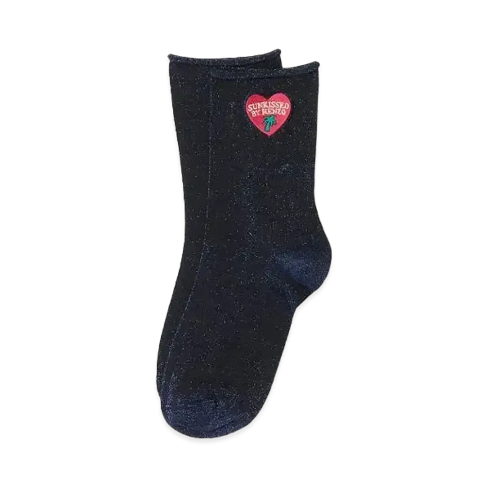 KENZO 'STAMP' Cotton And Metallic Fiber Socks "Electric Blue"