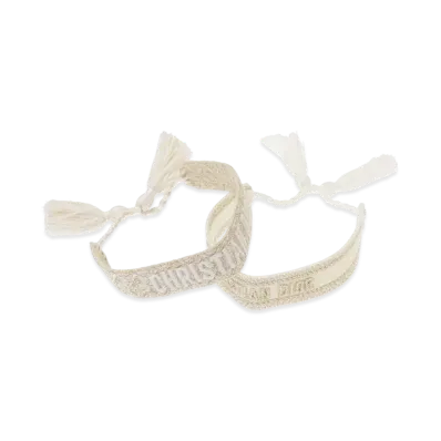 Dior Oblique Cotton J'ADIOR Bracelet Set "Gold/White"