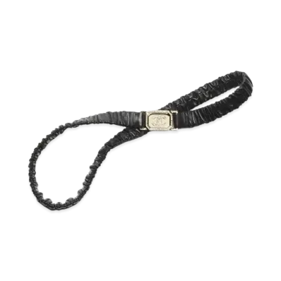 CHANEL Belt Lambskin Gold Tone Metal Strass "Black"