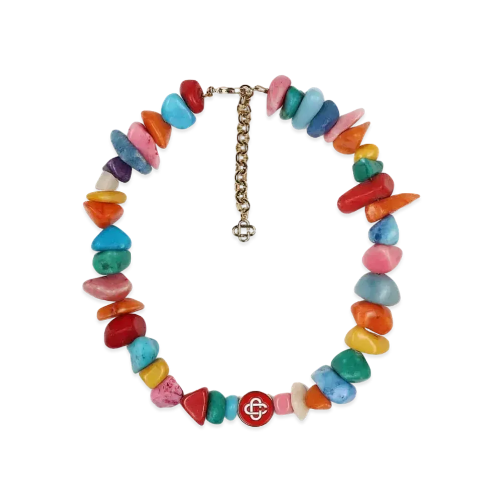 Casablanca Nigerian Pebble Stone Necklace "Multi"