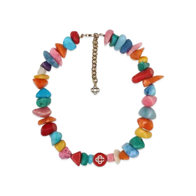 Casablanca Nigerian Pebble Stone Necklace "Multi"