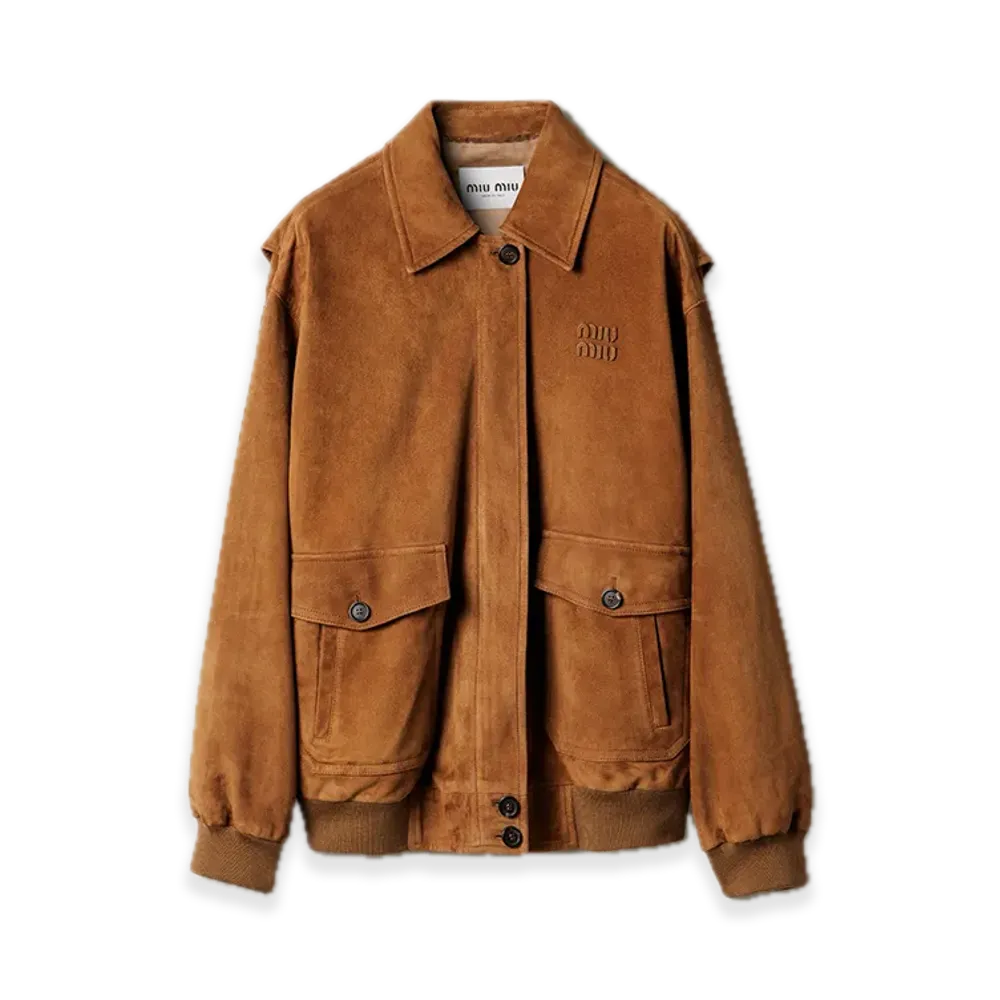 MIU MIU Suede Blouson Jacket "Brown"