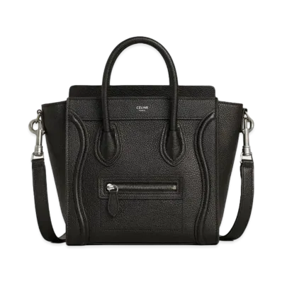 CELINE Nano Luggage Bag In Drummed Calfskin "Black"