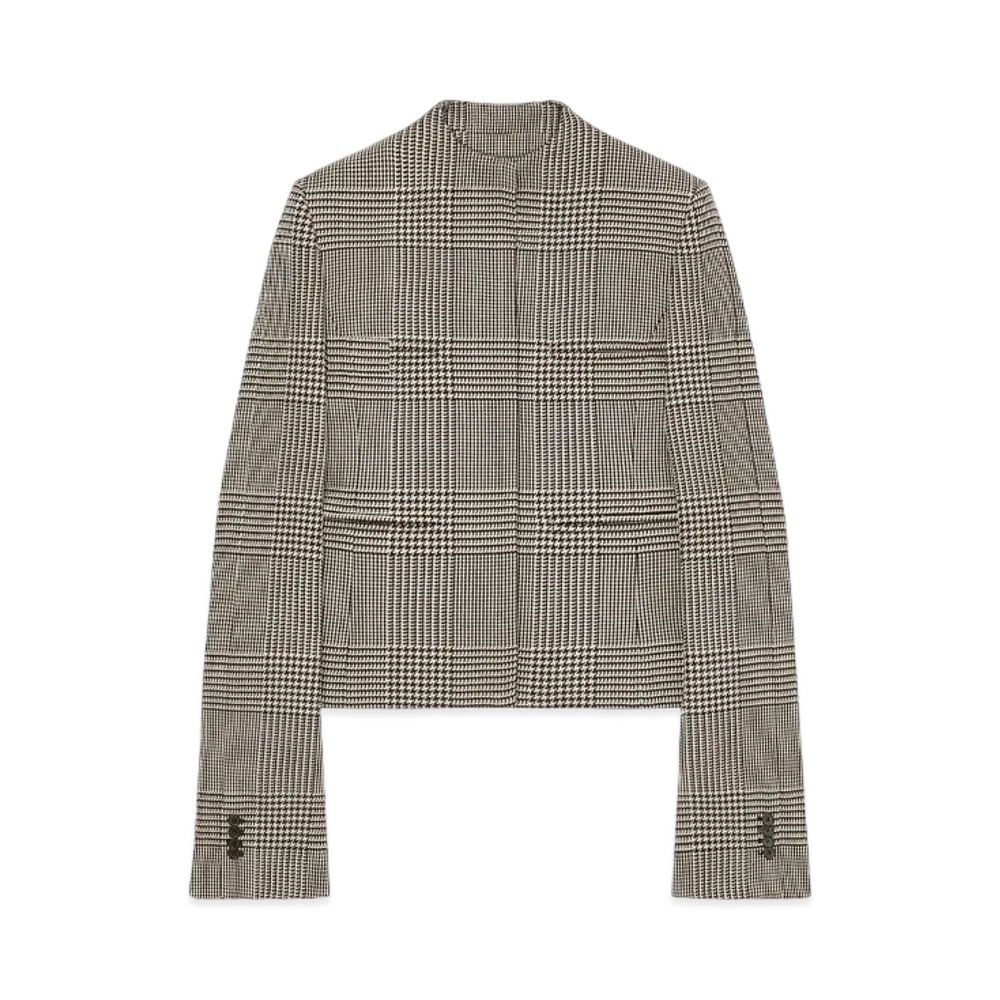 Courreges Officer Collar Heritage Prince Of Wales Jacket "Sand/Mud Brown"