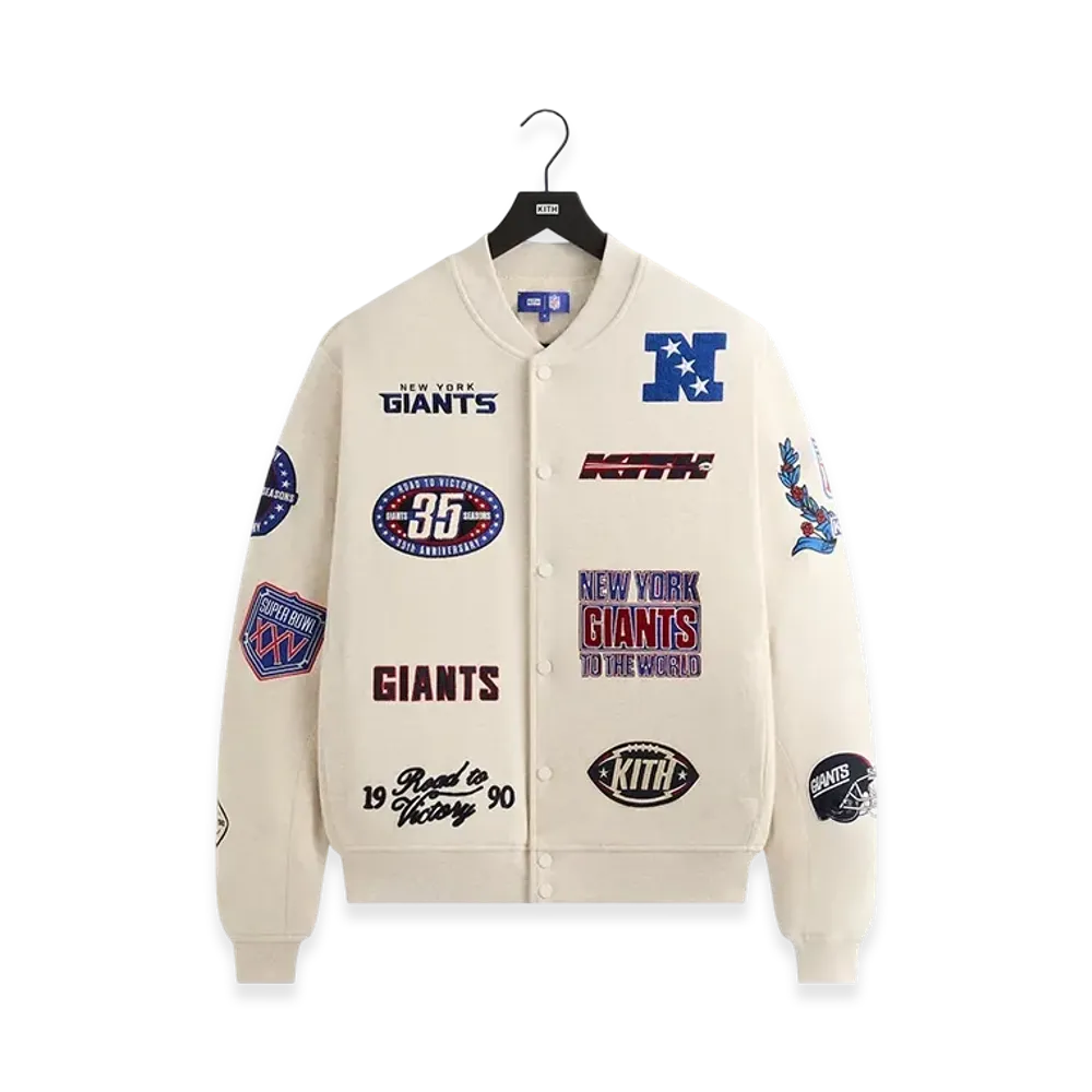 Kith x the NFL New York Giants Marvin Bomber Jacket "Sandrift"