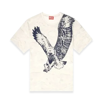Diesel T-Boxt-T14 Camo T-Shirt With Eagle Print "Beige"