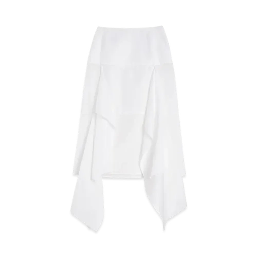 Jil Sander Cotton Muslin Panelled Skirt "Optic White"
