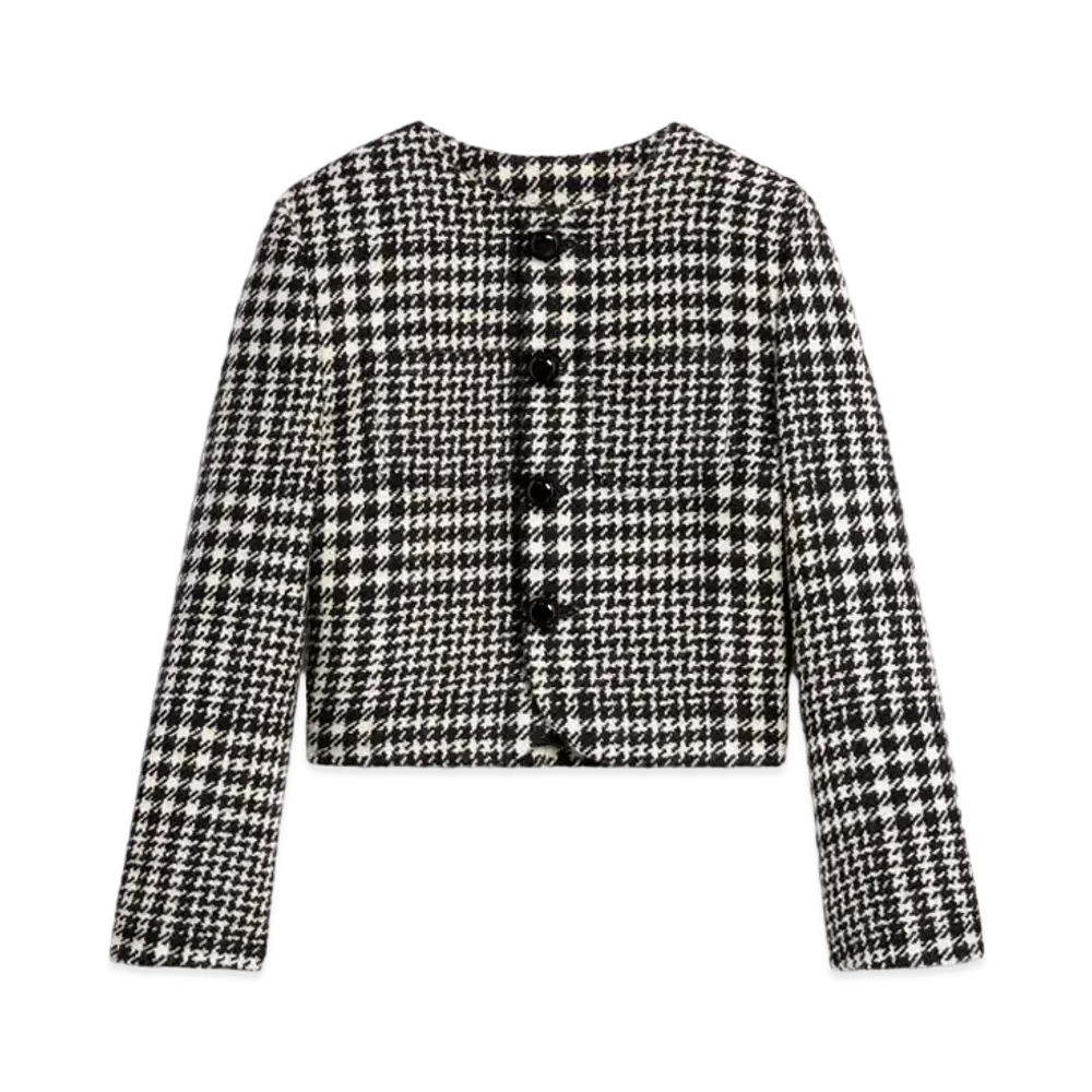 CELINE Verneuil Jacket In Wool Tweed "Ivory/Noir"