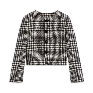 CELINE Verneuil Jacket In Wool Tweed "Ivory/Noir"