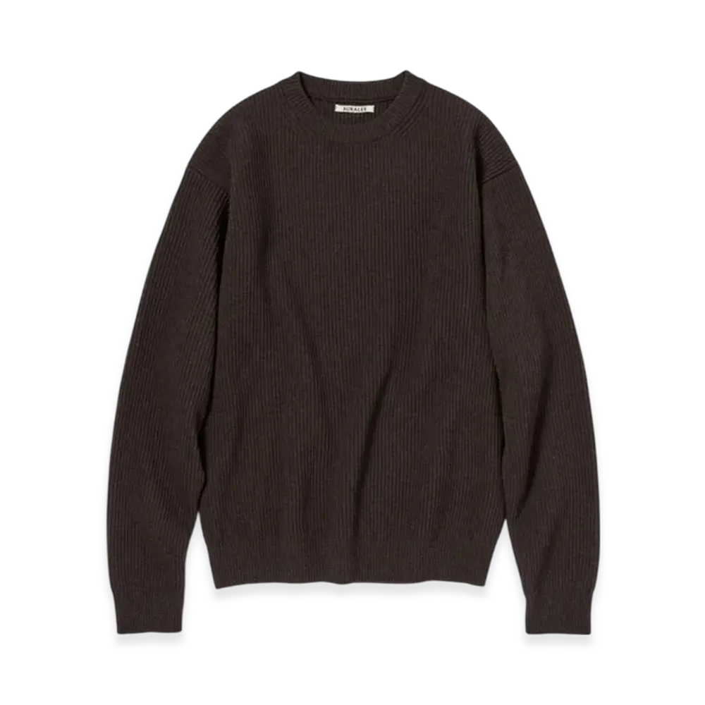 AURALEE Super Fine Wool Rib Knit P/O "Top Brown"