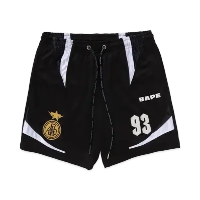 A BATHING APE Multi Logo Relaxed Fit Soccer Shorts "Black"
