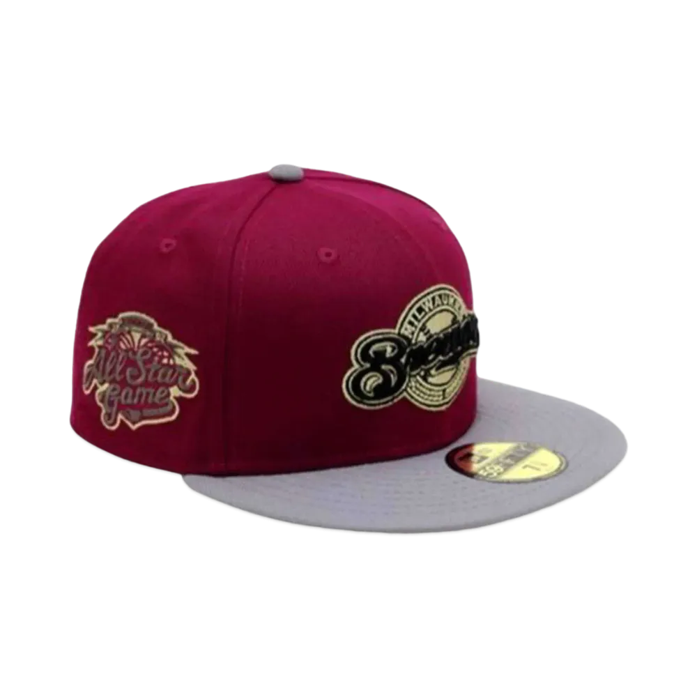 NEW ERA x THE CAP 59Fifty Toxic Gold Apple Milwaukee Brewers "Burgundy/Gray"