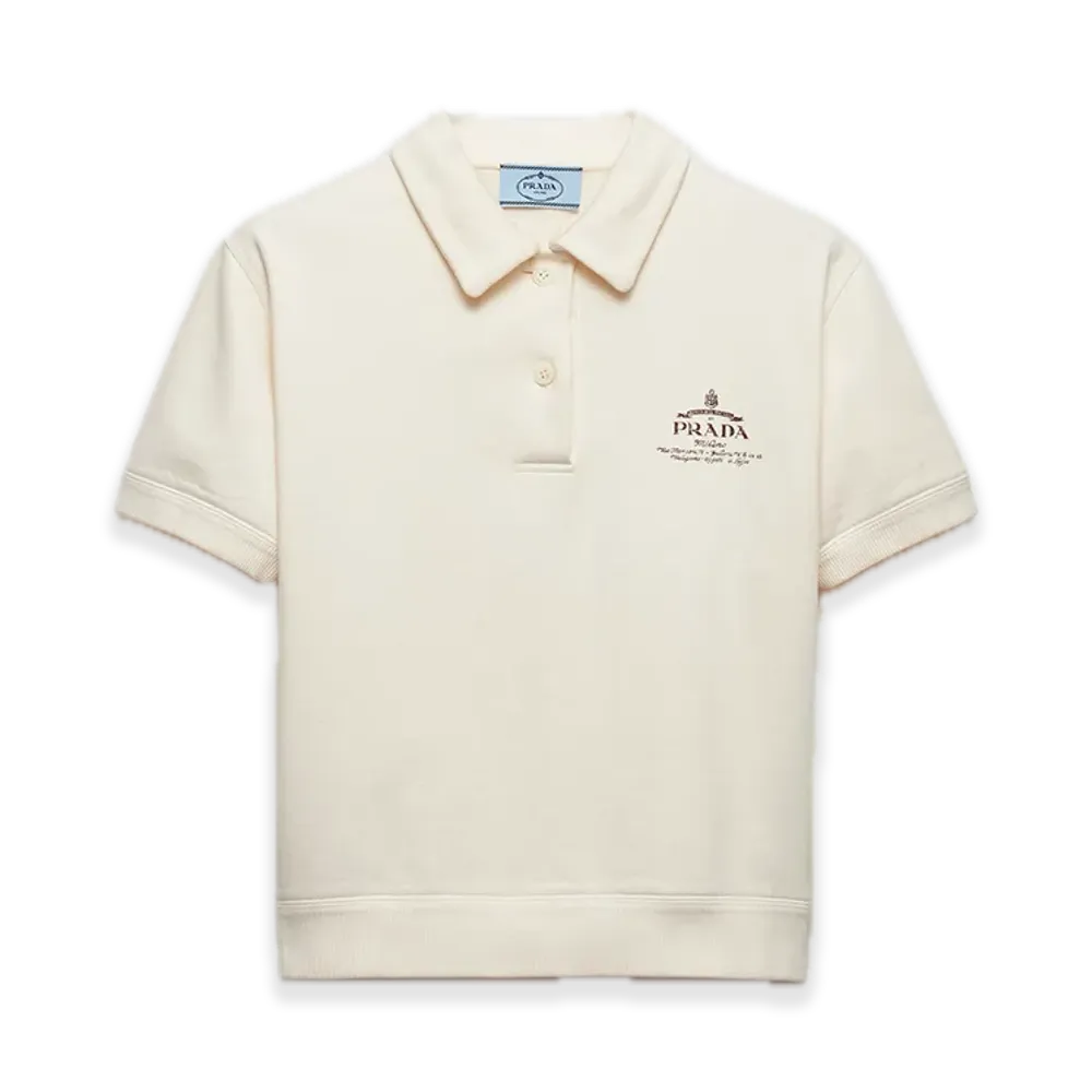 PRADA Fleece Polo Shirt "Natural"