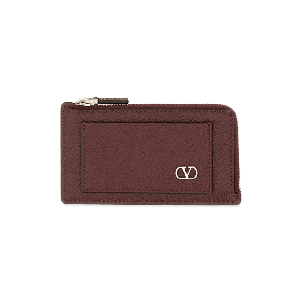 Valentino V Logo Signature Coin Purse "Bordeaux"