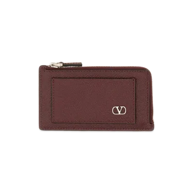 Valentino V Logo Signature Coin Purse "Bordeaux"