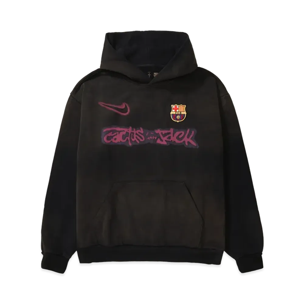 Travis Scott Cactus Jack x Nike x FC Barcelona Spray Logo Hoodie "Black"