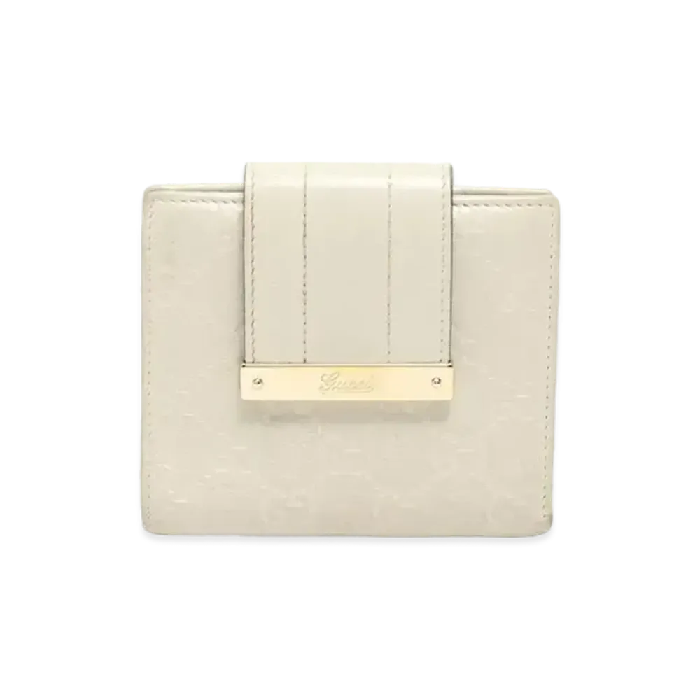 GUCCI Strap Compact Wallet Guccisima "White"