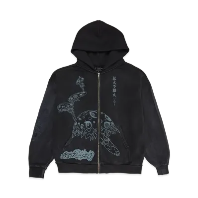 Travis Scott Cactus Jack x Fragment x Takashi Murakami Reborn Zip Hoodie "Black"