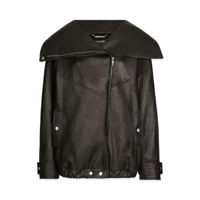 DOLCE&GABBANA Oversize Vegetable-Tanned Lambskin Biker Jacket "Black"