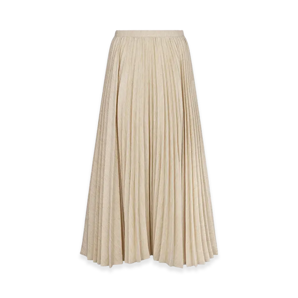 Dior Women's Or Mid-Length Pleated Skirt Iridescent Lightweight Denim "Gold"
