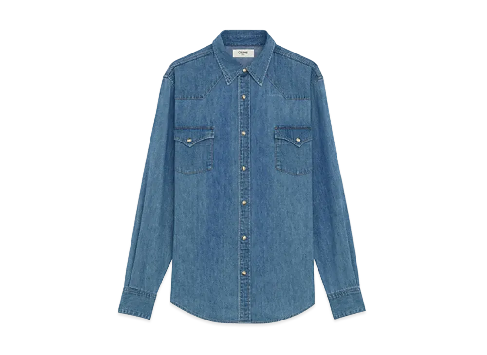 CELINE Western Shirt / Lightweight Denim "Ocean Wash"