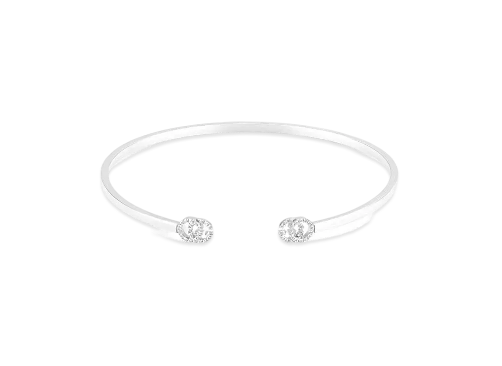 GUCCI GG Running 18K Cufflinks With Diamonds "Silver"