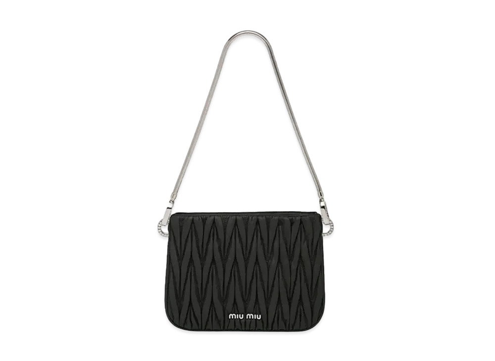MIU MIU Miu Sashimaterassenapa Leather Handbag "Black"
