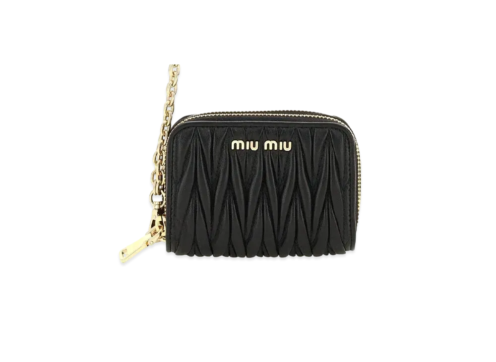 MIU MIU Matelasse Nappa Leather Card Holder "Black"