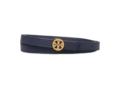 Tory Burch Skinny Double 'T' Belt "Royal Navy"