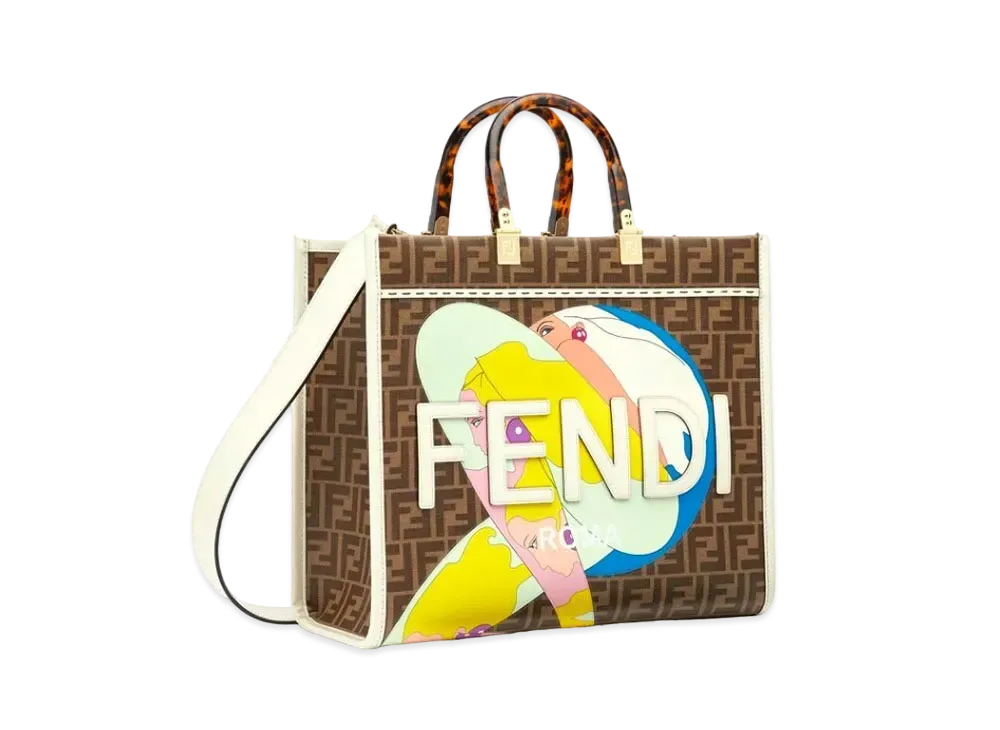 FENDI Fendi Sunshine Medium FF Glaze Fabric Shopper Inlay "Multicolor"