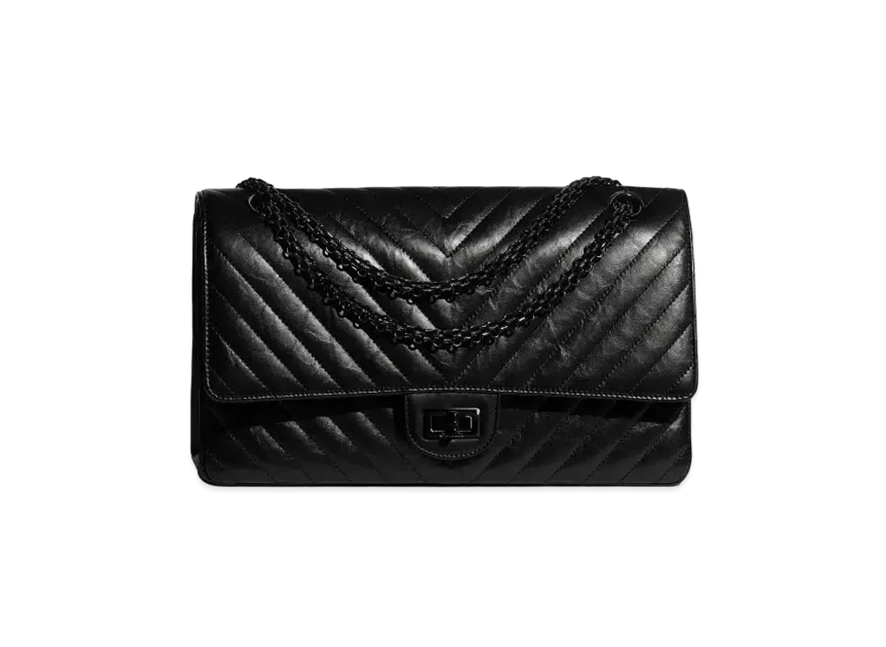 CHANEL 2.55 Large Hand Bags Aged Calfskin "Black"