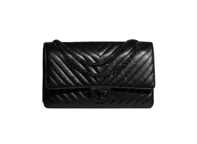 CHANEL 2.55 Large Hand Bags Aged Calfskin "Black"